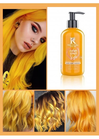 Професионална Боя за коса за многократна употреба без Амоняк цвят жълто - Marigold - Radical