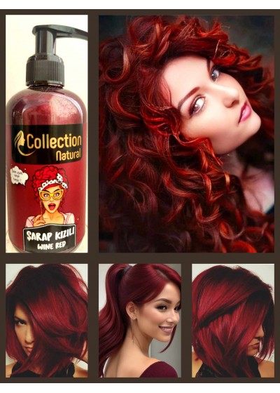 Боя за коса цвят Бургундско червено за многократна употреба - Wine Red - Natural