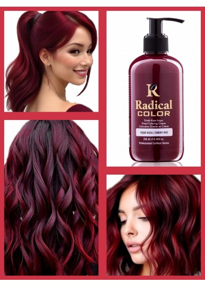 Боя за коса цвят черешово червено за многократна употреба без Амоняк - Cherry Red - Radical