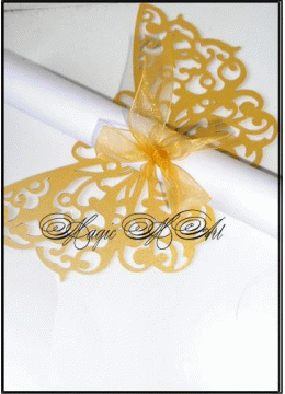 Сватбена пеперуда за покана тип Папирус Пеперуда модел A Gothica златно