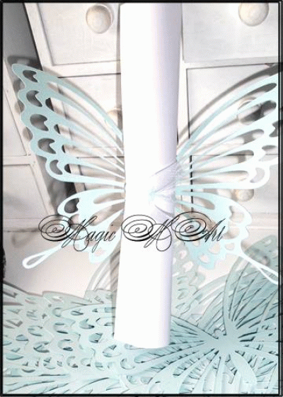 Пеперуда за покана за сватба тип Папирус Пеперуда модел Cinderella - синя перла