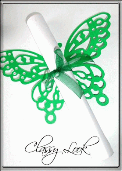 Сватбена пеперуда за покана тип Папирус Пеперуда модел Air - зелено