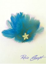 Луксозна дизайнерска брошка- украса за коса с пера и кристали - цвят тюркоаз Dark Turquoise Bird