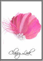 Луксозна дизайнерска брошка- украса за коса с пера и кристали - цвят розово