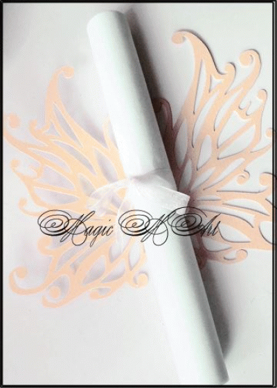 Сватбена пеперуда за покана тип Папирус Пеперуда модел Trendy праскова